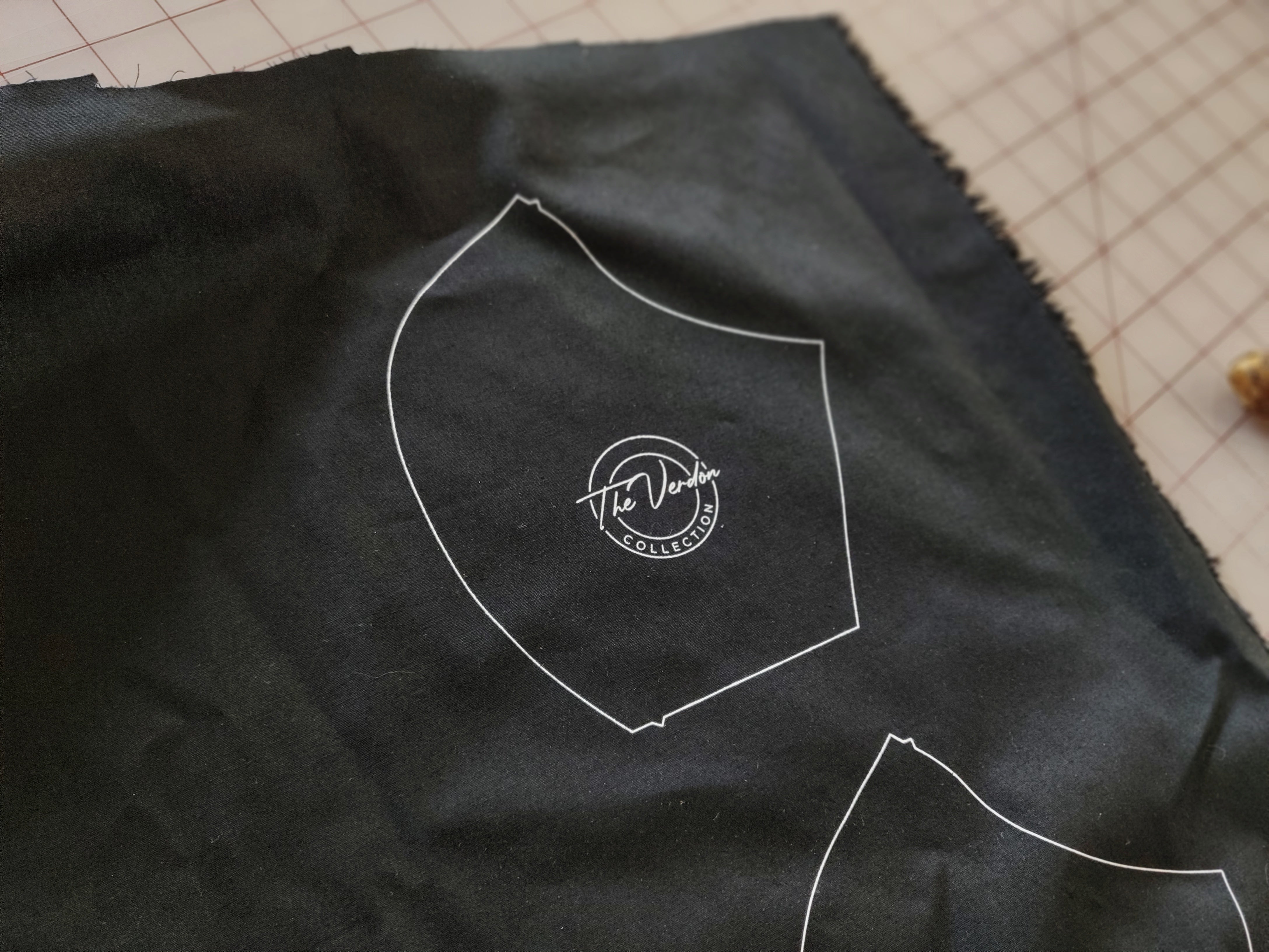 Original 3-Layer Cotton Mask w/ Verdon Logo - white on black