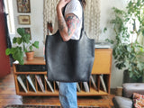 B.A. All-Leather Tote - BLACK